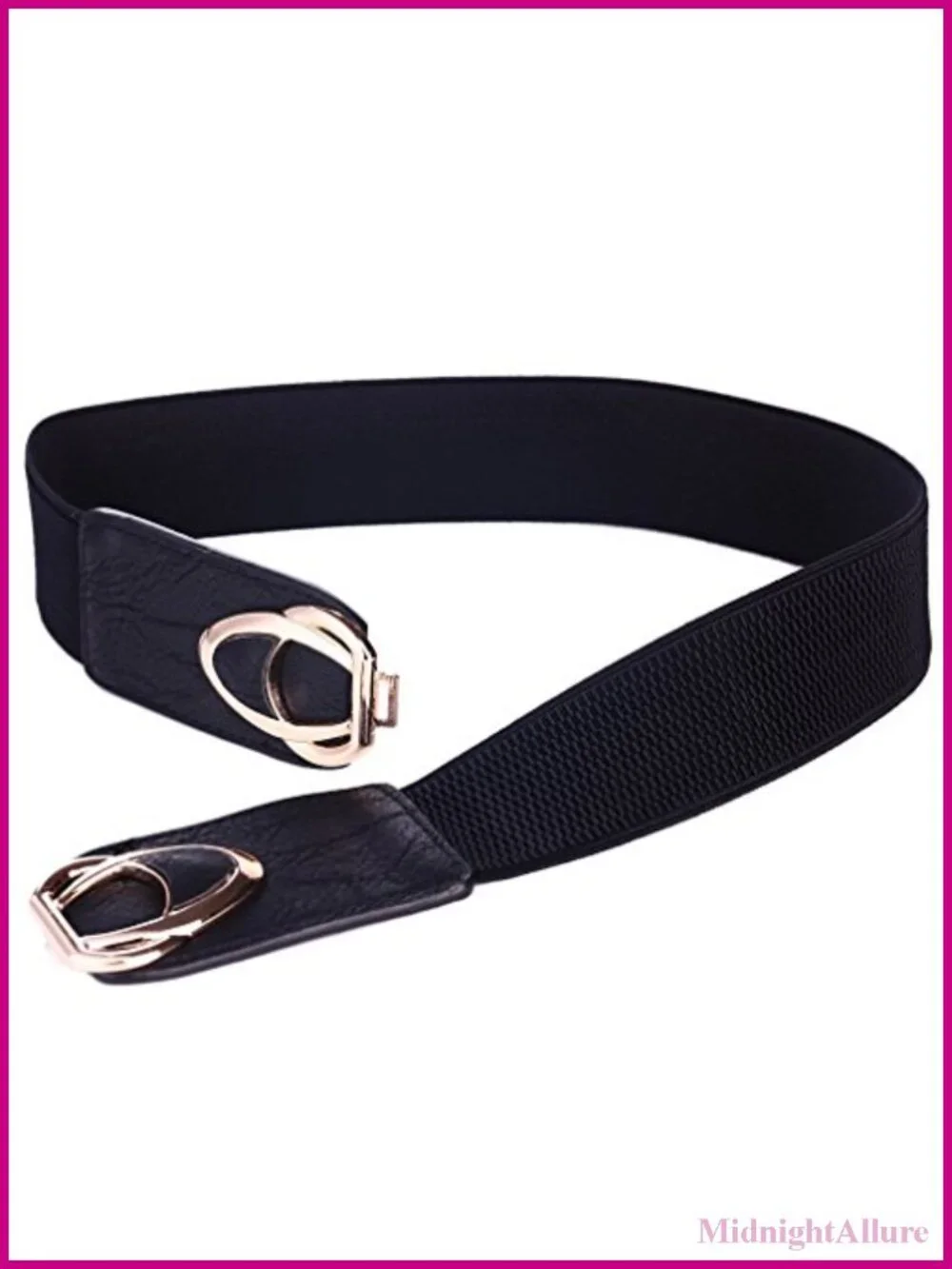 Women's Elastic Stretch Cinch Belt PU Leather Buckle Dress Belt